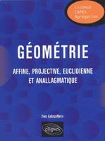 Géométrie - Affine, projective, euclidienne et anallagmatique, affine, projective, euclidienne et anallagmatique