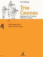 Trio-Cosmos, Music for three Violins soloists or groups destined for the group-teaching and adapted to various methods. 3 violins. Partition d'exécution.