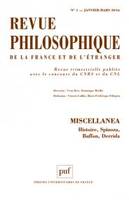 Revue philosophique, n° 1 (2016) Miscellanea : histoire, Spinoza, Buffon, Derrida