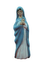 STATUE VIERGE FAIENCE EMAILEE TURQUOISE