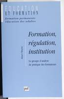 Formation, régulation, institution, un dispositif de formation continue, le groupe d'analyse de