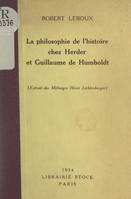 La philosophie de l'histoire chez Herder et Guillaume de Humboldt, Extrait des 