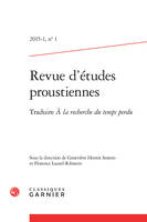 Revue d'études proustiennes, Traduire À la recherche du temps perdu de Marcel Proust