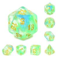 Set de 7 dés - Pearl Swirl Dice (Blue+Green)