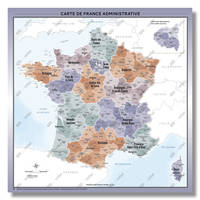 Carte de France Administrative - Modèle Aventurine - Affiche 100x100cm