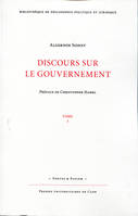 Discours sur le gouvernement (en 3 tomes)