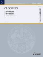 3 Sonatas, 1 recorder (S/A/T) or other melodic instruments and basso continuo. Partition et parties.