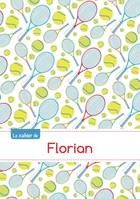 Le cahier de Florian - Petits carreaux, 96p, A5 - Tennis