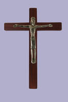 CROIX BOIS EXOTIQUE AVEC CHRIST BRONZE