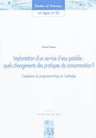 Implantation d'un service d'eau potable, quels changements des pratiques de consommation ?