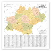 Carte Administrative de la Région Occitanie - Poster Plastifié 120x120cm