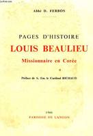 PAGES D'HISTOIRE - LOUIS BEAULIEU, MISSIONNAIRE EN COREE