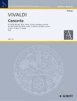 Concerto A minor, RV 108/PV 77. treble recorder (flute, oboe), 2 violins and basso continuo; cello (viola da gamba) ad libitum. Partition et parties.