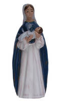 STATUE VIERGE FAIENCE EMAILEE LAPIS