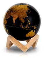 GLOBE 14 CM NOIR ET OR LUMINEUX SUPPORT BOIS