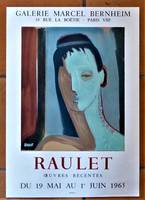 Raulet. Une affiche éditée à l'occasion de l'exposition à la Galerie Marcel bernheim du 19 mai au 1er juin 1965.