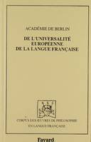 De l'universalité européenne de la langue française (1784), 1784