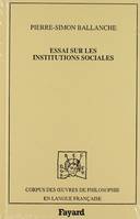 Essai sur les institutions sociales (1818)