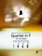 Quartet in F, for Oboe, Violin, Viola and Violoncello. KV 370 (368b). 4 saxophones (SATBar). Partition et parties.