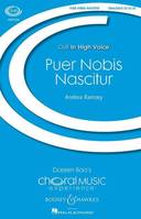 Puer Nobis Nascitur, choir (SSAA), piano and percussion. Partition vocale/chorale et instrumentale.
