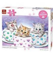 PUZZLE 24PCS CHAT DANS LES TASSES KING