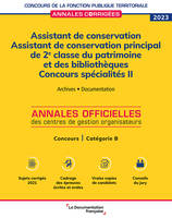 Assistant de conservation. Assistant de conservation principal de 2e classe du patrimoine et des bibliothèques 2023.  Spécialités II, Archives - documentation, Concours - Catégorie B