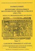 6, Répertoire géographique des étudiants du Midi de la France, 1561-1793