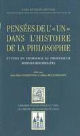 Pensées de l'un dans l'histoire philosop, Étude en hommage du professeur Werner Beierwaltes