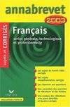Français brevet, sujets et corrigés 2003