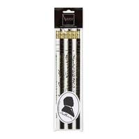 Pencil set Beethoven (6 pcs), black - white (6 pieces per packing unit)