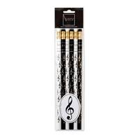 Pencil set G-clef b/w (6 pcs), black - white (6 pieces per packing unit)