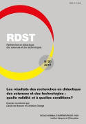 RDST, n°20/2019, Les résultats des recherches en didactique des sciences et des technologies :
quelle validité et à quelles conditions ?