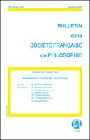 BULLETIN DE LA SOCIETE FRANCAISE DE PHILOSOPHIE Nï¿½2 AVRIL-JUIN 2009