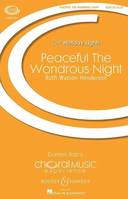 Peaceful The Wondrous Night, mixed choir (SATB divisi) and organ, brass instruments and percussion ad libitum. Réduction pour orgue.