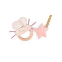 Hochet Anneau bois souris rose