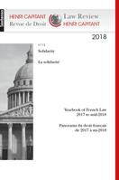 HENRI CAPITANT -  REVUE DE DROIT  N 13 2018, LA SOLIDARITE