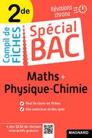 Spécial Bac Compil de Fiches Maths-Physique-Chimie 2de Bac 2024, Tout le programme en 100 fiches, mémos, schémas-bilans, exercices et QCM
