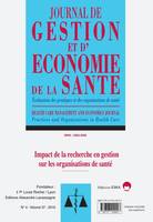 IMPACT DE LA RECHERCHE  EN GESTION SUR LES ORGANISATIONS DE SANTE-JGES 4-2019 - JOURNAL DE GESTION ET D'ECONOMIE DE LA SANTE-N°4 VOL 37-2019