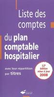 Liste des comptes du plan comptable hospitalier, avec leur répartition par titres