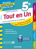 Tout en Un 5e - Leçons, méthodes et exercices - Nouveau Cahier du jour Cahier du soir, Toutes les matières pour réussir son année