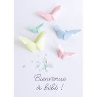 CARTE NAISANCE BIENVENUE BEBE PAPILLONS ORIGAMI