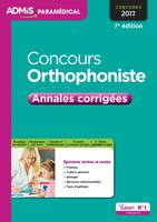 Concours Orthophoniste - Annales corrigées, Concours 2017