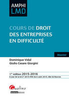 COURS DE DROIT DES ENTREPRISES EN DIFFICULTE 2015-