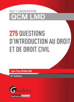 qcm lmd - 275 questions d'introduction au droit et de droit civil - 5ème édition