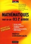 Mathématiques «tout-en-un» ECS 2e année - 2ème édition - Cours et exercices corrigés, tout-en-un, ECS 2e année