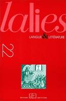 Lalies, n°22/2003, Langue et littérature