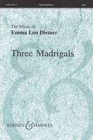 Three Madrigals, mixed choir (SATB) and piano. Partition de chœur.