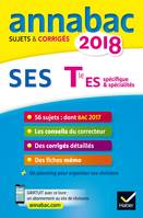 Annales Annabac 2018 SES Tle ES, sujets et corrigés du bac Terminale ES