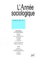 année sociologique 2017, vol. 67 (1), Sociologie de l'alimentation