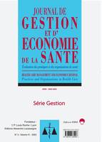 Evaluation des Pratiques et des Organisations de Santé, Journal de gestion et d'économie de la santé-Série GESTION